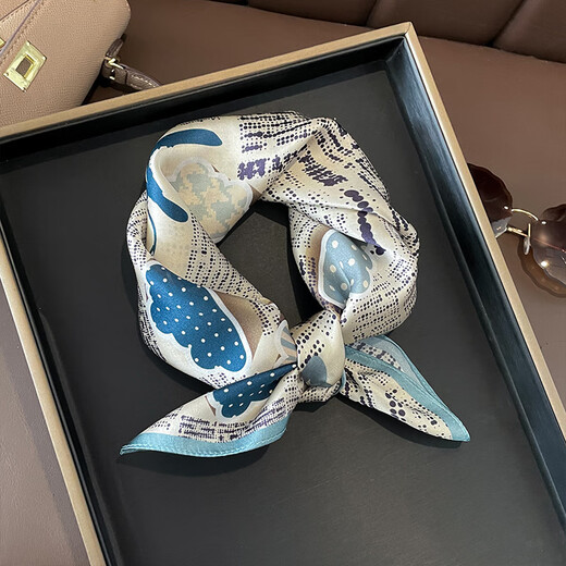 
MAGIOPY luxury beige silk scarf small square scarf for women versatile mulberry silk hairband small silk scarf fashionable small scarf 13117-main picture 53*53cm