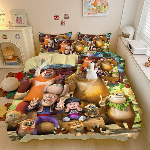 Cartoon All-Cotton Bears Bears apparaissant dans les enfants, garçons et filles en trois pièces Dormitory Dormitory Four Set personnalisable 3891V Single Quilt Cover (220240cm)
