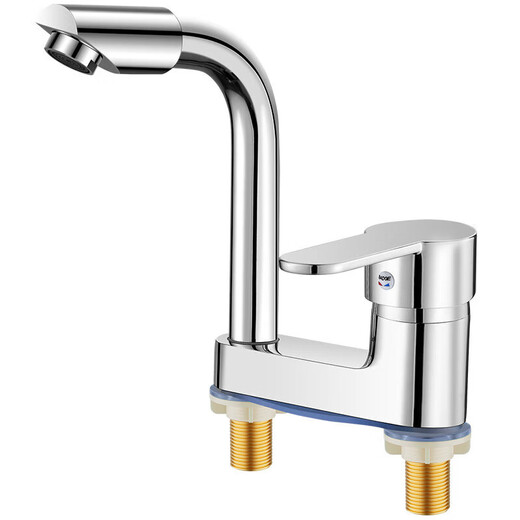 JOMOO official flagship bathroom washbasin double-hole faucet hot and cold water two-in-one bathroom washbasin washbasin copper main picture thickened brass silo with 80cm water