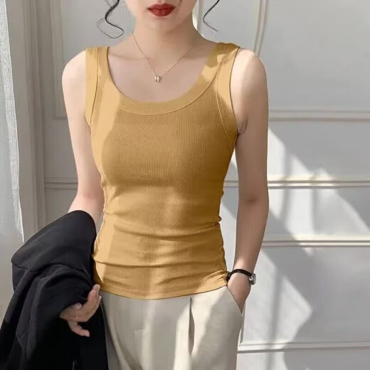Summer nuevo chaleco sin mangas de algodón para mujeres que usan una camisa base con un ajuste delgado y versátil atuendo de mujeres, Z Yuren 1050 Green L