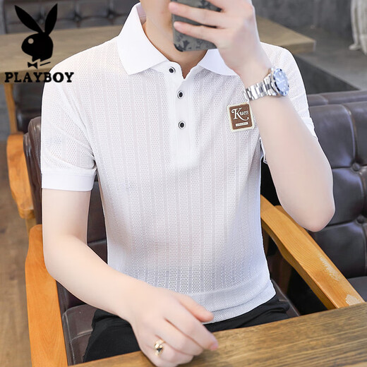 T-shirt à manches courtes Playboy (Playboy) Silk Ice Silk pour les vêtements à séchage rapide pour hommes à manches à mi-manche TX9923 Blue Molongeur Mos à mi-manche