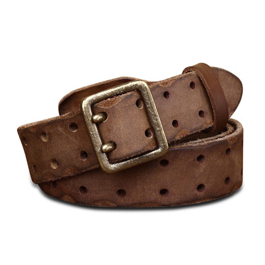 Hgirxv Retro Koreanische Version Trendy Persönlichkeit Ins Anti-Allergic Double-Pin Schnalle-Gürtel Männer Mode neuer neuer Stil junger Menschen Taille 12593 2001 Rotbraun 3,8 cm breit 4,5 mm dicke 100 cm