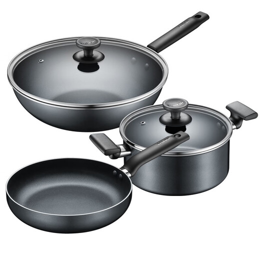SUPOR pot set non-stick household three-piece kitchen frying pan wok full set gas induction cooker universal kitchen four-piece set 2