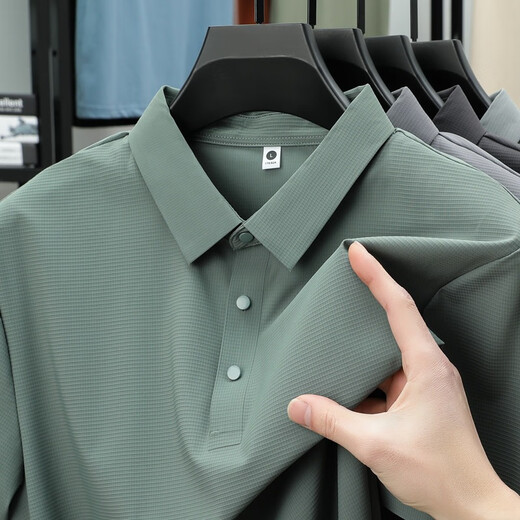 Camisa de solapa de seda de hielo de verano Peimeng