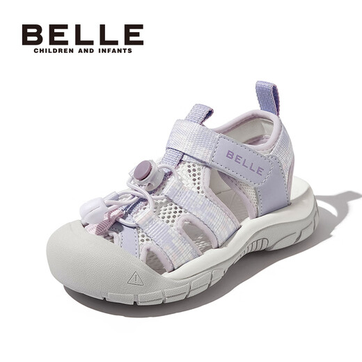 Belle children's shoes, girls' river shoes, 25-year new summer outdoor beach shoes, boys' sports sandals, purple/beige 29