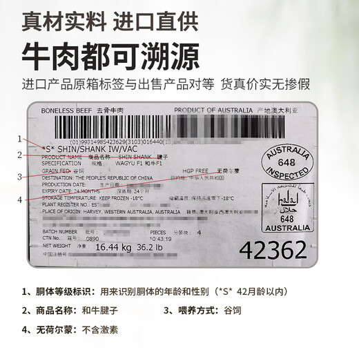 真牛馆澳洲和牛牛肉 肥牛 牛肉片200g/4份装/6份装  烧烤 烤肉火锅食材 澳洲和牛腱子牛肉片1050g