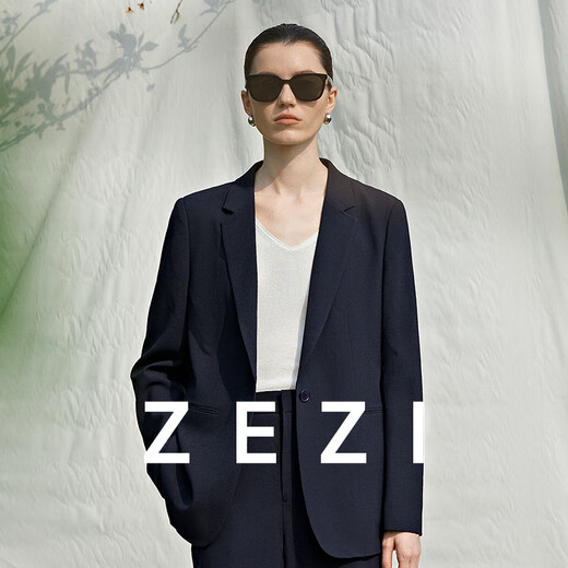 ZEZI Raindrop Suit Imported NIKKE100 Wool Suit Suit Women's Casual Suit Business Commuting Professional Wear Spring and Summer Raindrop Suit Twilight Blue L (110-120Jin Jin equals 0.5 kg)