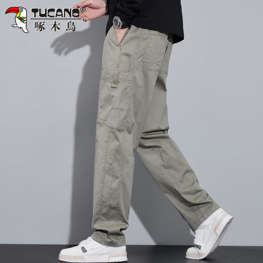 Pantalon de pic (Tucano) pour un pantalon décontracté d'été masculin pour les salopettes américaines haut de gamme pour hommes pantalons polyvalents en vrac vert clair xl