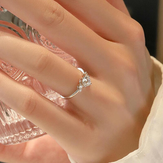 MZMZ platinum ring for women PT950, begging for engagement, fashionable diamond ring, Valentine's Day birthday gift for girlfriend and wife, local warehouse/next day delivery - light luxury Xiaoxinghe live diamond ring for women, hot product