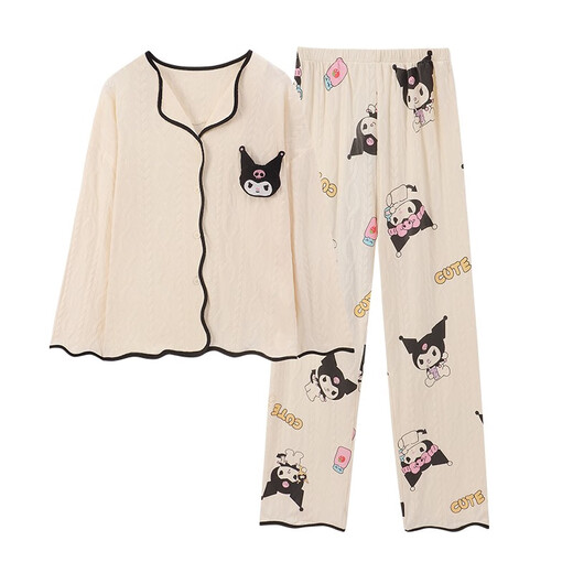 Cool chapter pajamas for women in spring, autumn and winter, long-sleeved pants, thin pure cotton two-piece suit, student loose confinement home clothes, long-sleeved cardigan suit 9207, one size fits all, m size 70-95Jin Jin is equal to 0.5 kg