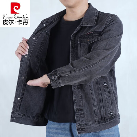 Pierre cardin 2025 Spring and Autumn Denim Electric Welding Workwear Men's Work Jacket Welder Anti-scalding Labor Protection Clothes Construction Site Labor-resistant wear-resistant Y848 Light Blue Denim Jacket M