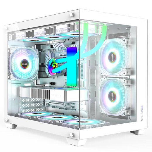 Great Wall Sea View Room Series Vision S1 Double-sided Glass S3 Column-less Desktop Computer Case Great Wall Vision S1 White (MATX/360 Water Cooling Position) Plus 3 12CM Fans