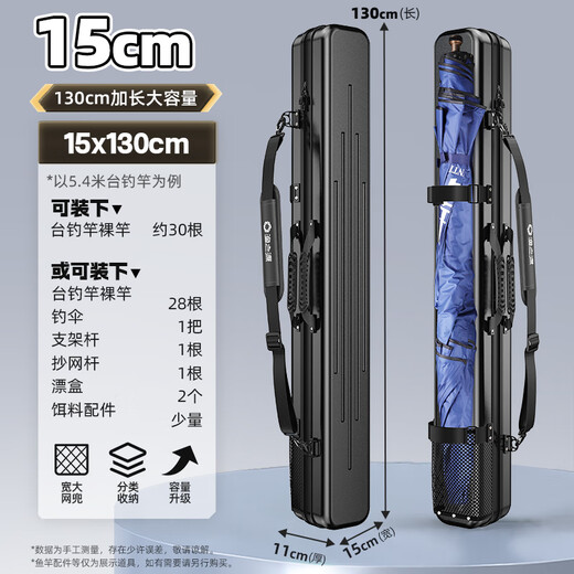 Yuzhiyuan fishing gear bag hard shell bag fishing rod fishing bag multi-functional waterproof and scratch-proof alloy rod bag black umbrella pocket quality black