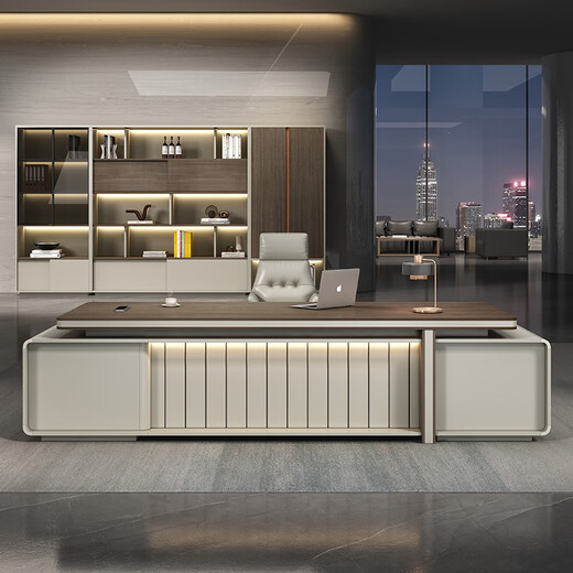 Boss desk light luxury high-end business chairman's office office furniture combination set president desk 2.0 meters double cabinet boss desk