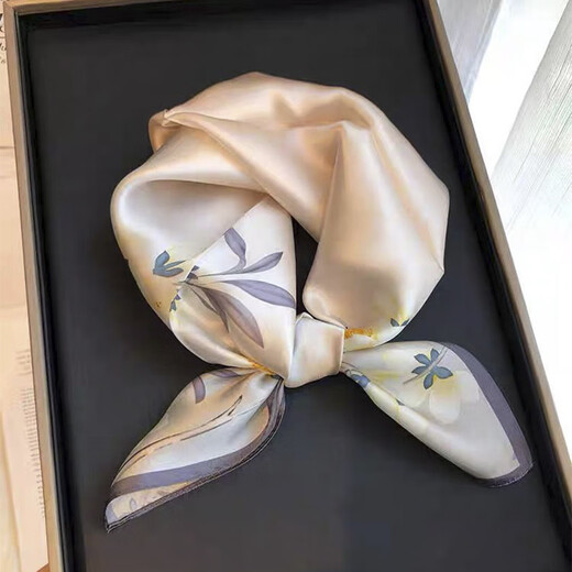 
MAGIOPY luxury beige silk scarf small square scarf for women versatile mulberry silk hairband small silk scarf fashionable small scarf 13117-main picture 53*53cm