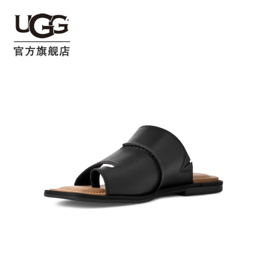 UGG夏季新款女士舒适时尚简约轻便一字拖鞋凉拖鞋1167452BLK|黑色 37