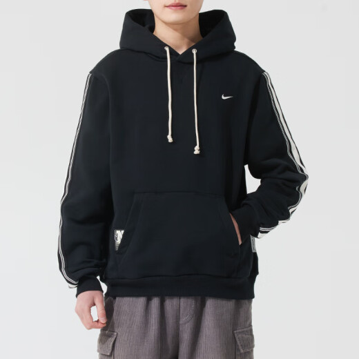 Nike (NIKE) sweatshirt men's jacket summer new style training sports hooded windproof casual velvet pullover HJ3882-010 HJ3882-010 Black/light ivory white XL