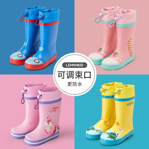 Lemonkid Kindergummi-Regenstiefel hohe Röhrchen Girl Boy Waterd nicht rutschfeste Regenstiefel Student Blue Roboter 35 Größe