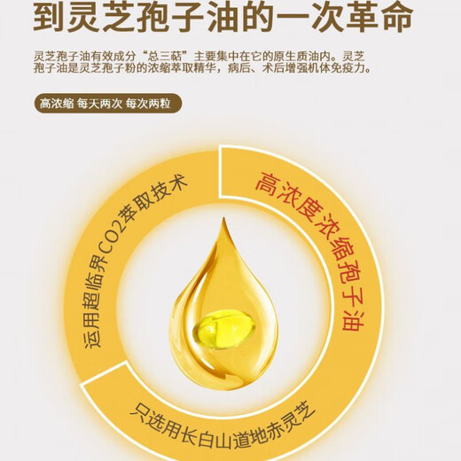 Ganoderma lucidum Спора масла мягкая капсула Changbaishan Broken Wall Ganoderma lucidum порошок, 60 Таблетки бренда Linzhi Rop Oil Export Zhongyuan Yibao (шесть коробок 360 таблеток]