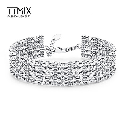 TTMIX women's platinum bracelet chain luxury and noble pt950 platinum wide bracelet 59mm, weight 43.15g, width 15.6mm