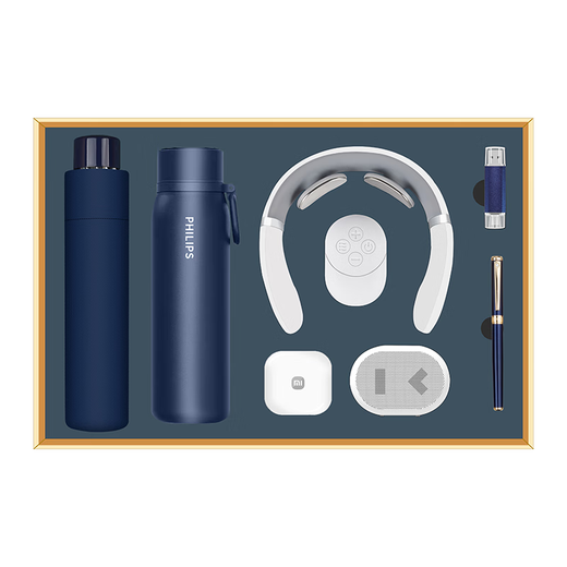 Pinchao Annual Meeting Gift Accompanying Gift Box Business Customized Anniversary Souvenir Practical Company Event Thermos Cup Set Blue丨 Thermos Cup Brand Set-Eight-piece Set Company Enterprise Group Meeting Gift to Customer Employees