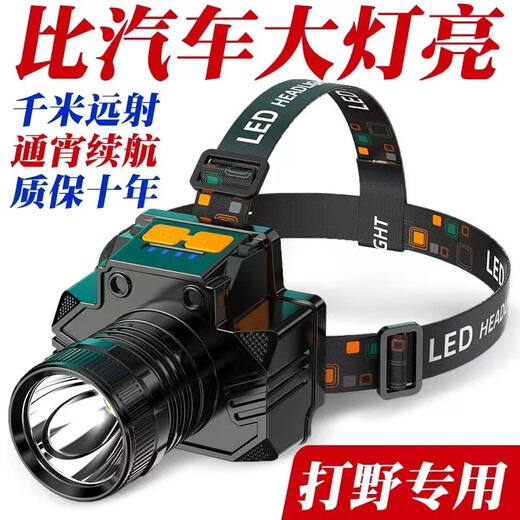 Nufeng Faro 200000 Lumens Sky Cannon Cannon LED de largo alcance recargable al aire libre impermeable súper brillante estilo montado en la cabeza, luz fuerte súper brillante [batería de litio de gran capacidad + especificaciones importadas, liso 15888k [modelo de carga rápida estándar] 10 en punto