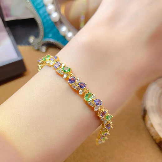 Shaoyu natural tanzanite tsavorite bracelet s925 high clarity color high gorgeous 3*4mm