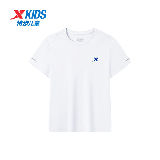 Xtep Girls Short Sleeve Shorts Set Summer 2025 New Children's Fashionable Medium and Large Children Summer Sports Two-Piece Set Pearl White [Cool Short Sleeve + Quick Dry Shorts] 150 cm