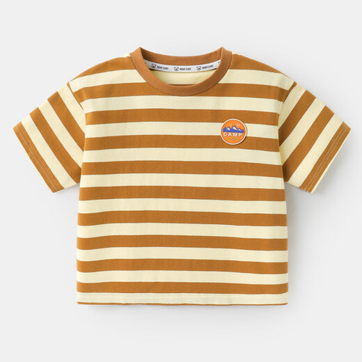 Wen Xiaoying Hello Ying Right Boy européen T-shirt à manches courtes Nouveaux vêtements d'été Vêtements d'enfants pour enfants Bébé de garçon Summer Summer U15839 Beige 90 cm