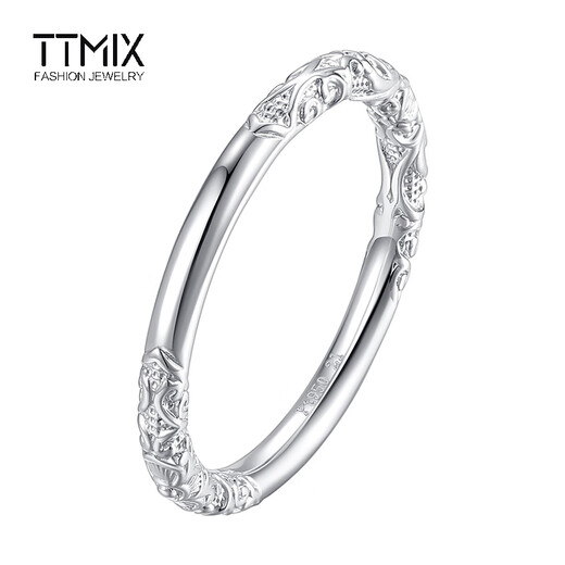 TTMIX couple platinum ring pt950 platinum men and women curly grass pattern new Chinese style gold hoop ring 10# 5.3-5.5g
