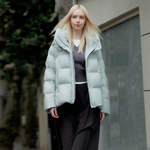 Tambor down jacket women's short detachable hood fashion large silhouette autumn and winter coat thick 530368D frost blue 170