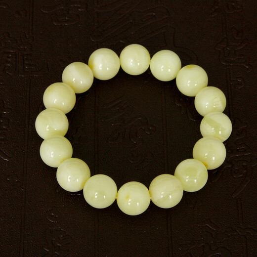 Famous family white wax bracelet for men and women, natural beeswax round beads, full wax Baltic amber bracelet, birthday gift 10mm