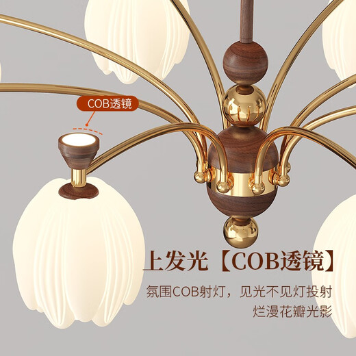 JPHZNB法式中古风客厅吊灯感复古大厅主灯2025新款胡桃木餐厅灯HM2033 HM-D12033头-三色