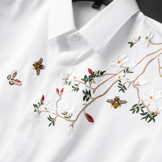 
Walker Shop long-sleeved shirt for men, luxury high-end European white swan ironing diamond slim casual and free hot fashion personality shirt White 3129 XL