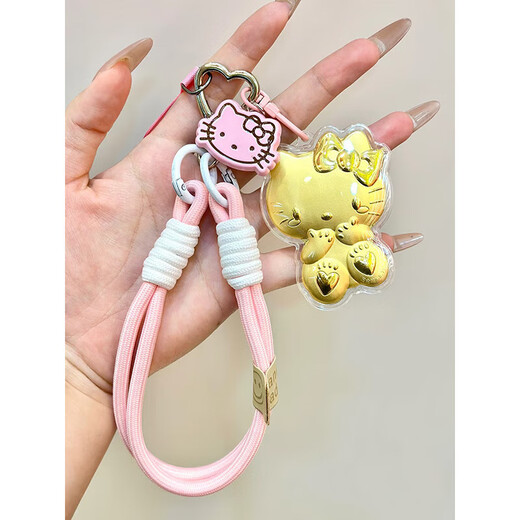 Gold Kt Cat Pendence Keychain Hellokitty Gat Phone Mobile Phone Bag Regalo para novia Mejor amigo Gold Kt Cat Colgante