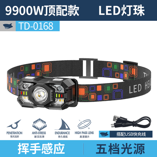 JCZS German Brand Night Fishing Special Featlight 2025 Nuevo detección de luz fuerte Al aire libre Super Long Battery Lating de 100 horas 9900W [con actualización de inducción Versión Top] en espera 3