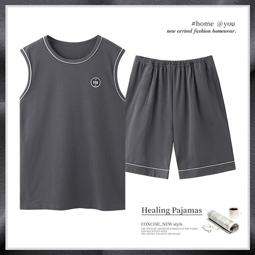 Yiduo pijamas algodón de algodón puro verano sin mangas delgadas simples pantalones de cinco puntos de cinco puntos