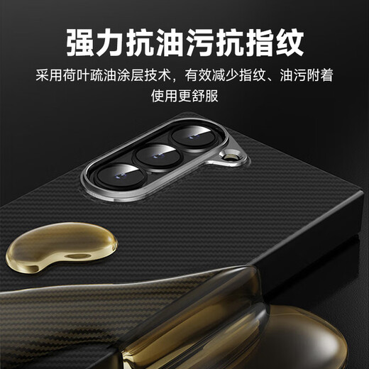 0 degrees suitable for Samsung Galaxy Z Fold6 mobile phone case MagSafe magnetic Kevlar fiber pattern protective case folding screen flip-type light luxury protective case protection lens Samsung Z Fold6-Black [magnetic charging] Kevlar mobile phone case
