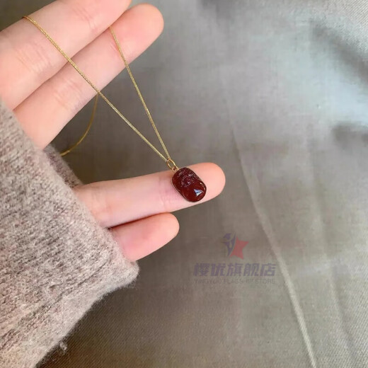 Sakura Pink Purple Tourmaline Pixiu Pendant Necklace Women's Niche Design Personality Simple Retro Chinese Sweater Chain Clavicle Chain Natural Pink Purple Tourmaline Pixiu Necklace Copper/