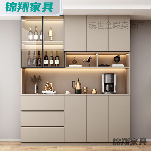 Hongtong Lacteur haut armoire intégrée Mur Léger Luxury Home Living Room Wine Cabinet Restauration à thé Armoire de rangement Cuisine Style 14280 * 40 * 220 Livraison à la maison +