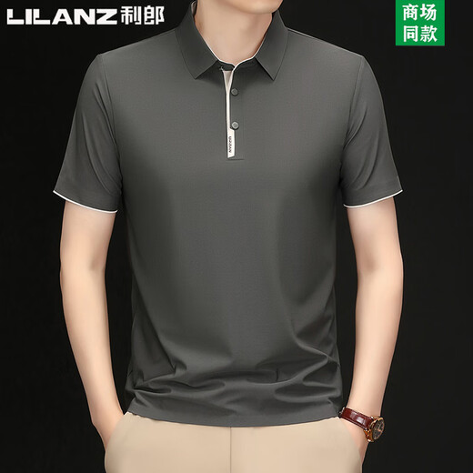 利郎夏季新款商务休闲纯色POLO衫短袖T恤男桑蚕丝 1105黑色 S 165/84A