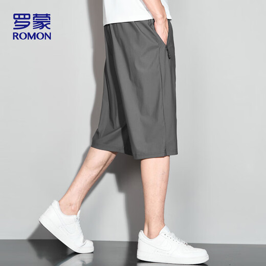 
ROMON (ROMON) sports shorts men's summer breathable thin loose casual running beach pants cropped pants ZH9877 gray XL