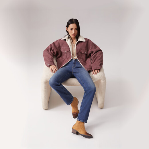 Levi's李维斯冬暖系列女士724高腰修身直筒美式复古时尚牛仔裤 中蓝色 26 (28)