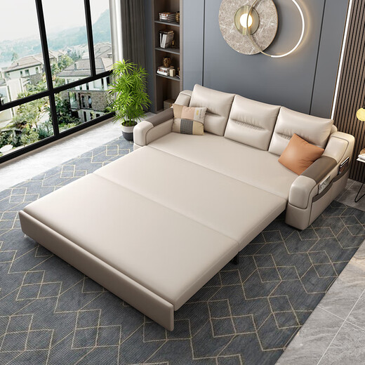 Paiding sofa bed modern simple small apartment multifunctional living room folding dual-purpose sofa bed cat claw leather bedroom outer diameter 1.6 meters can be stored with wireless charging high density sponge version (cat claw leather)