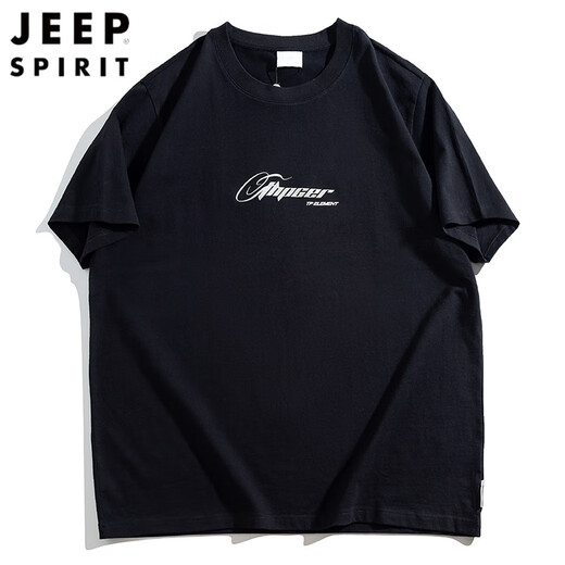 JEEP SPIRIT美式休闲大码纯棉短袖T恤男夏季潮牌ins胖子宽松加肥加大圆领半袖 A6623-白色 2XL (建议140-160斤)