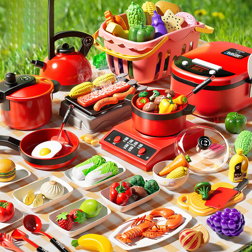 Casa de niños de Chi Xing Tocando utensilios de cocina asistidos por la cocina para niños y niñas 3 Baby 3-9 años de edad de cocción y cocina [Seleccione una nueva casa jugando utensilios de cocina] Cubo de almacenamiento [tamaño grande] 53 piezas (utensilios de cocina simulados + cocción de inducción de efecto de sonido)