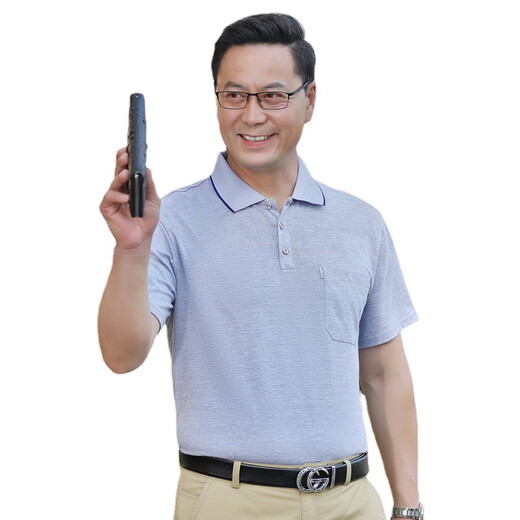 G|Y goldlion金利来爸爸短袖t恤男夏中年男装夏季中老年人男士夏装冰丝光棉上 691-咖啡色 XL