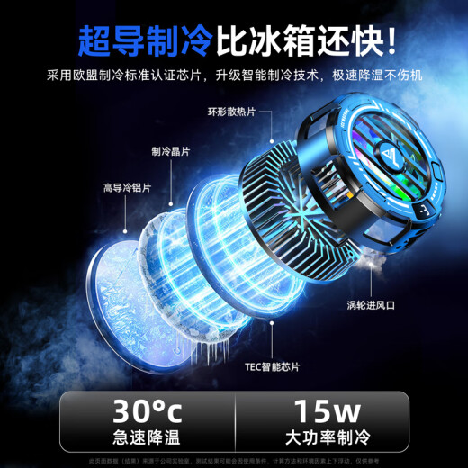 VEZO [VRAIMENT GÉLÉSIR] MAGNETIC TELLE TÉLÉPHONE RADIATEUR Tablette Semi-conducteur Réfrigération Apple Android refroidissement Clif de refroidissement Artefact Jeu poulet King Genshin Impact Mobile Game périphérique [Version phare de l'eSports] Clif arrière magnétique à double usine 丨 COUVERCE FIGNE + CLIP arrière Clip arrière