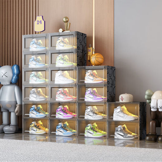 Raft core shoe cabinet transparent display cabinet side opening shoe box plastic internet celebrity shoe rack simple bedroom large capacity storage box dormitory proof transparent frame transparent model enlarged thickened side opening model 2 pcs