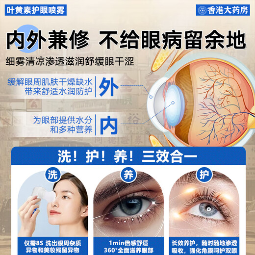 Hong Kong Pharmacy Co., Ltd. Lutein Protection des yeux pull lavage oculaire Antibactérien Antibactérien Soulagez la fatigue de la vision sèche Box Box Pack